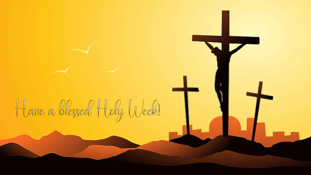 Holy Week, crucifixion scene, golden sunset, HD Desktop Wallpaper
