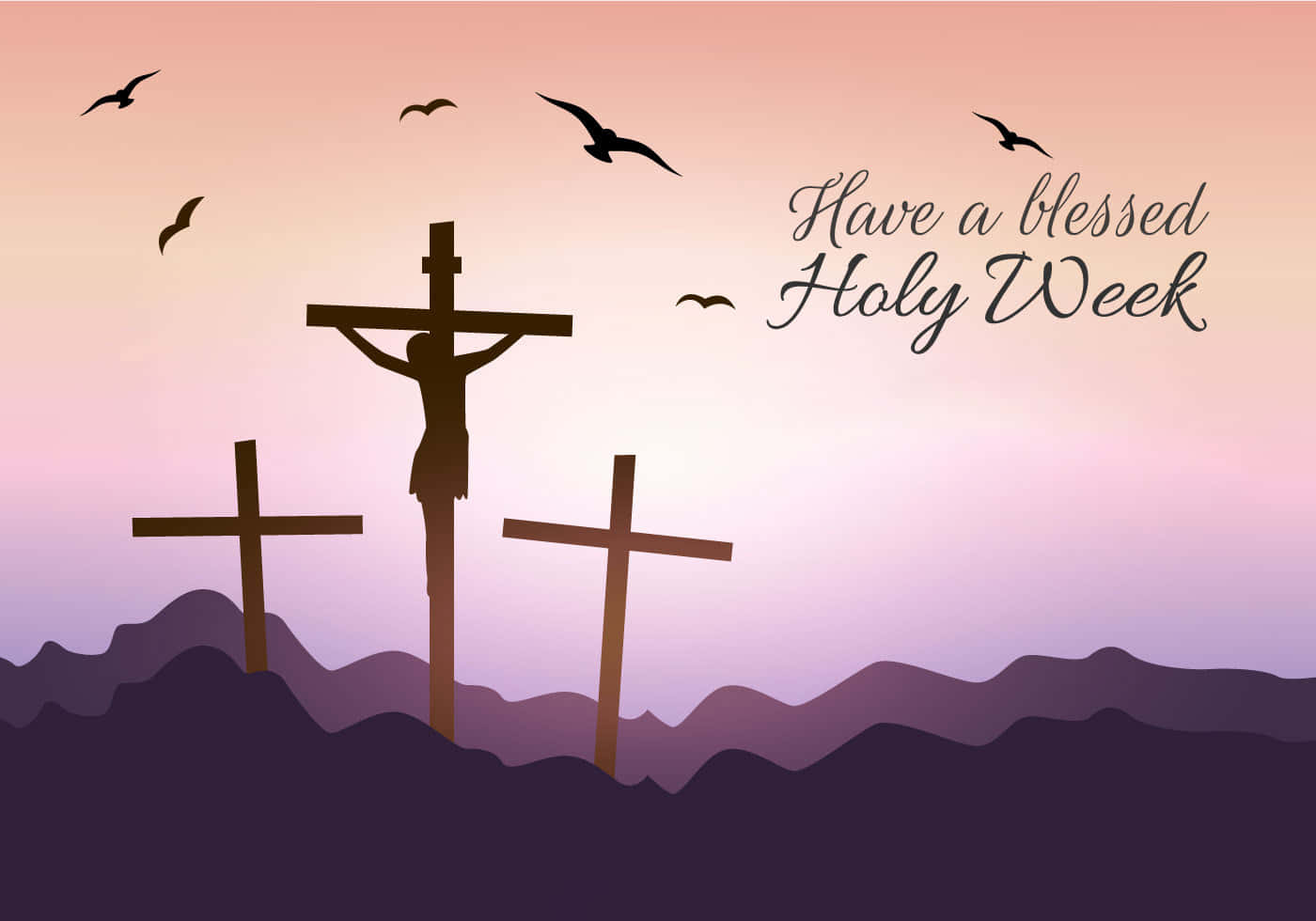 Holy Week, silhouetted crosses, mountain ridge, HD Desktop Wallpaper