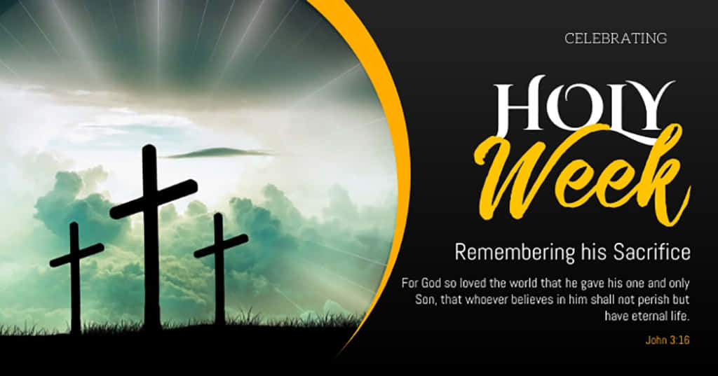 Holy Week, three crosses, radiant sky, SD Desktop Wallpaper