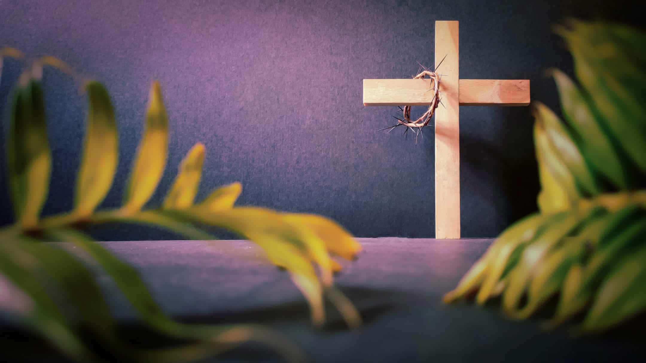 Holy Week, wooden cross, crown of thorns, Full HD Desktop Wallpaper