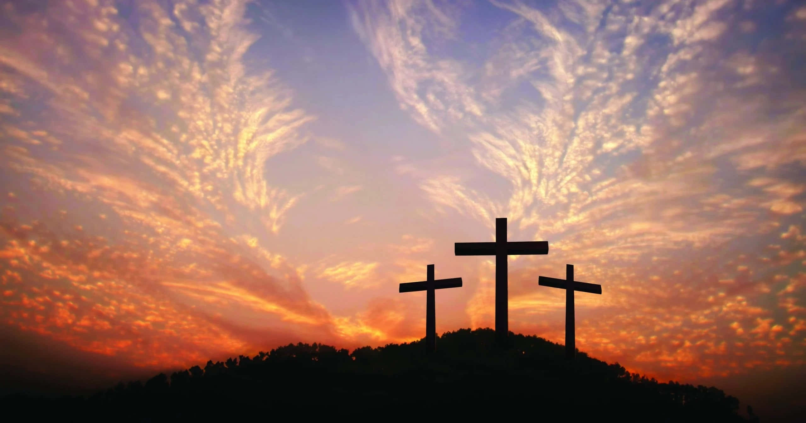 Holy Week, three crosses, silhouette, 2K Desktop Wallpaper