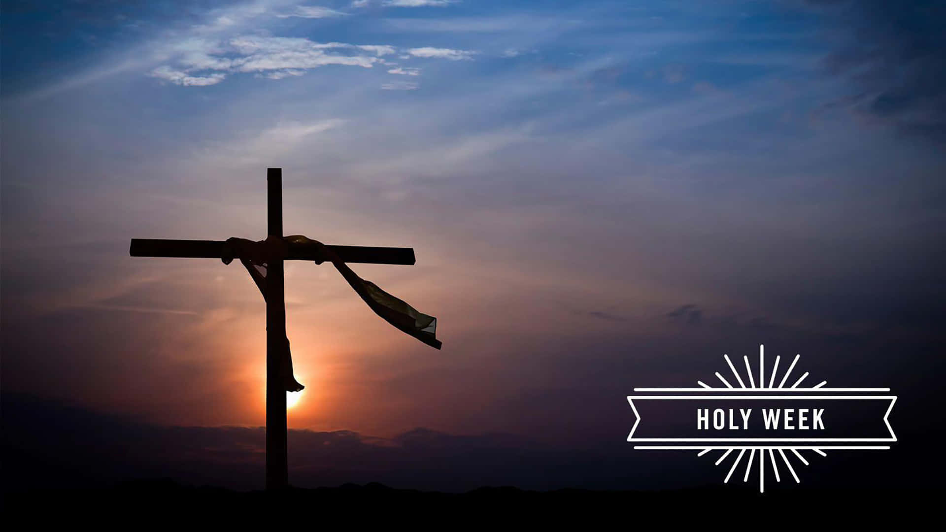 Holy Week, crucifix, sunset sky, Full HD Desktop Wallpaper