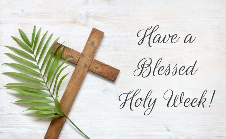 Holy Week, wooden cross, green palm frond, SD Desktop Wallpaper