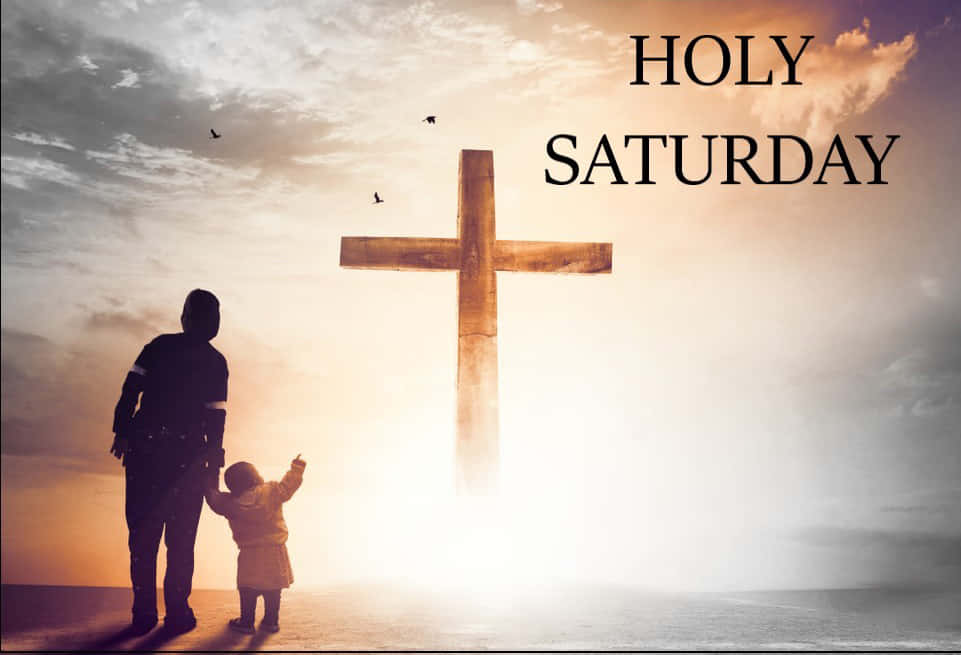 Holy Saturday, glowing cross, dramatic sunset sky, SD Desktop Wallpaper