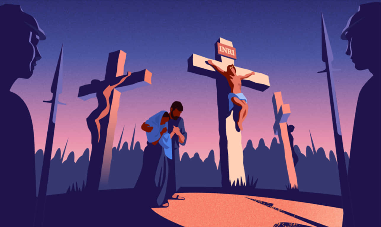 Holy Week, twilight sky, crucifixions, HD Desktop Wallpaper