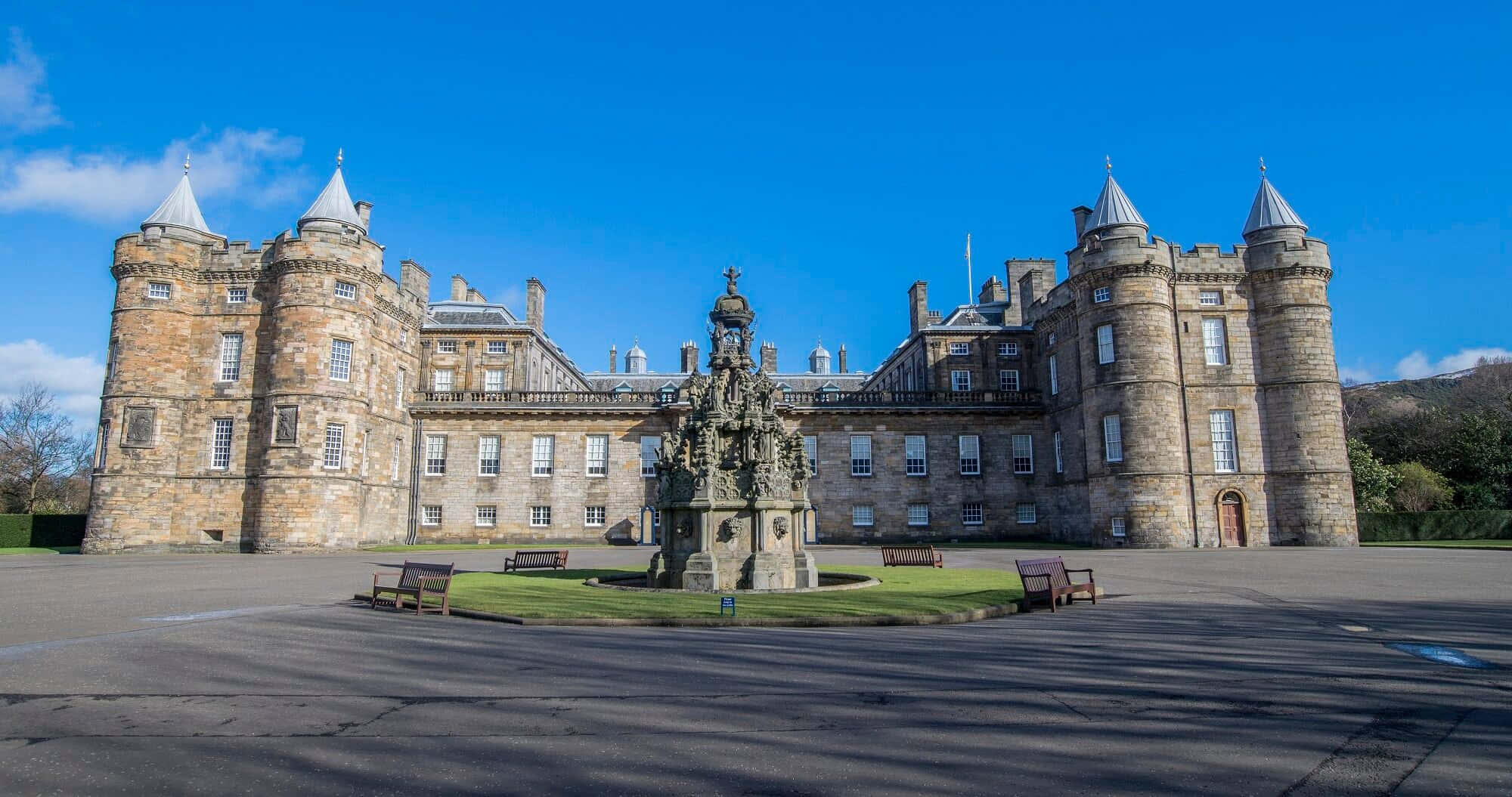 Holyrood Palace, exterior view, grand stone castle, Full HD Desktop Wallpaper