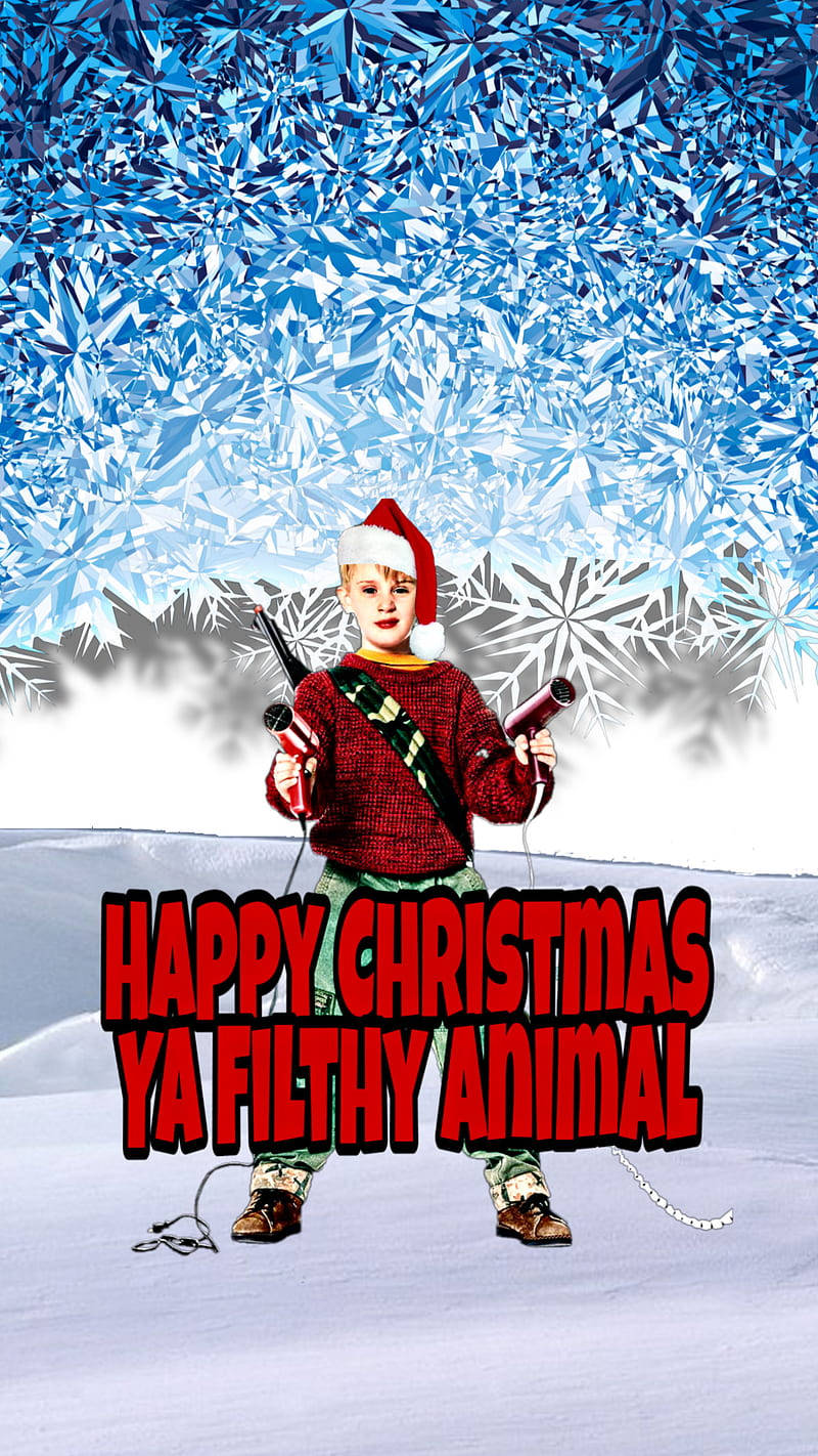 Home Alone, Santa hat, giant blue snowflakes, HD Phone Wallpaper