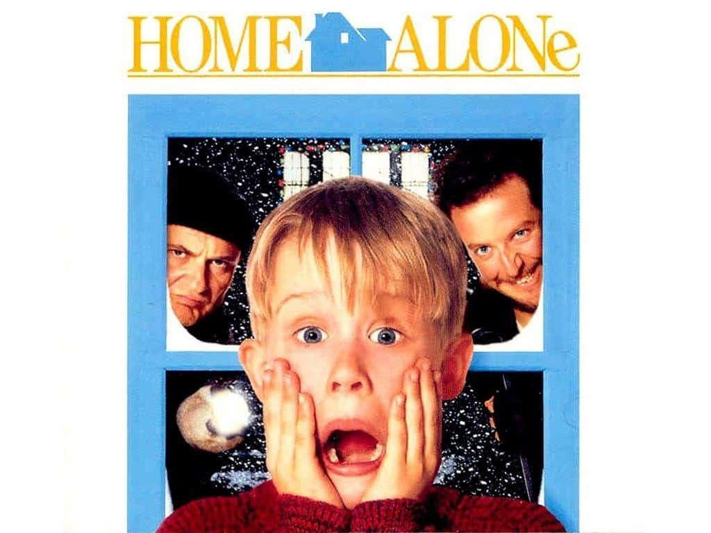 Home Alone, red sweater, snowy window, SD Desktop Wallpaper