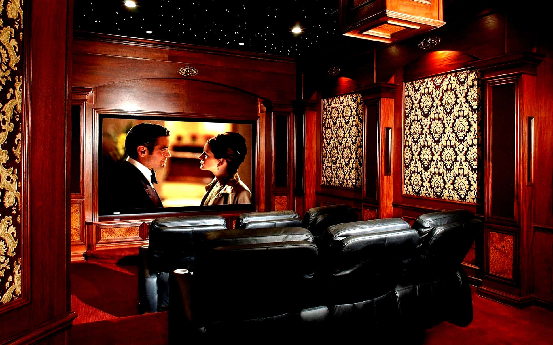 Home Cinema, 1920 x 1200, rich wood paneling, Full HD Desktop Wallpaper