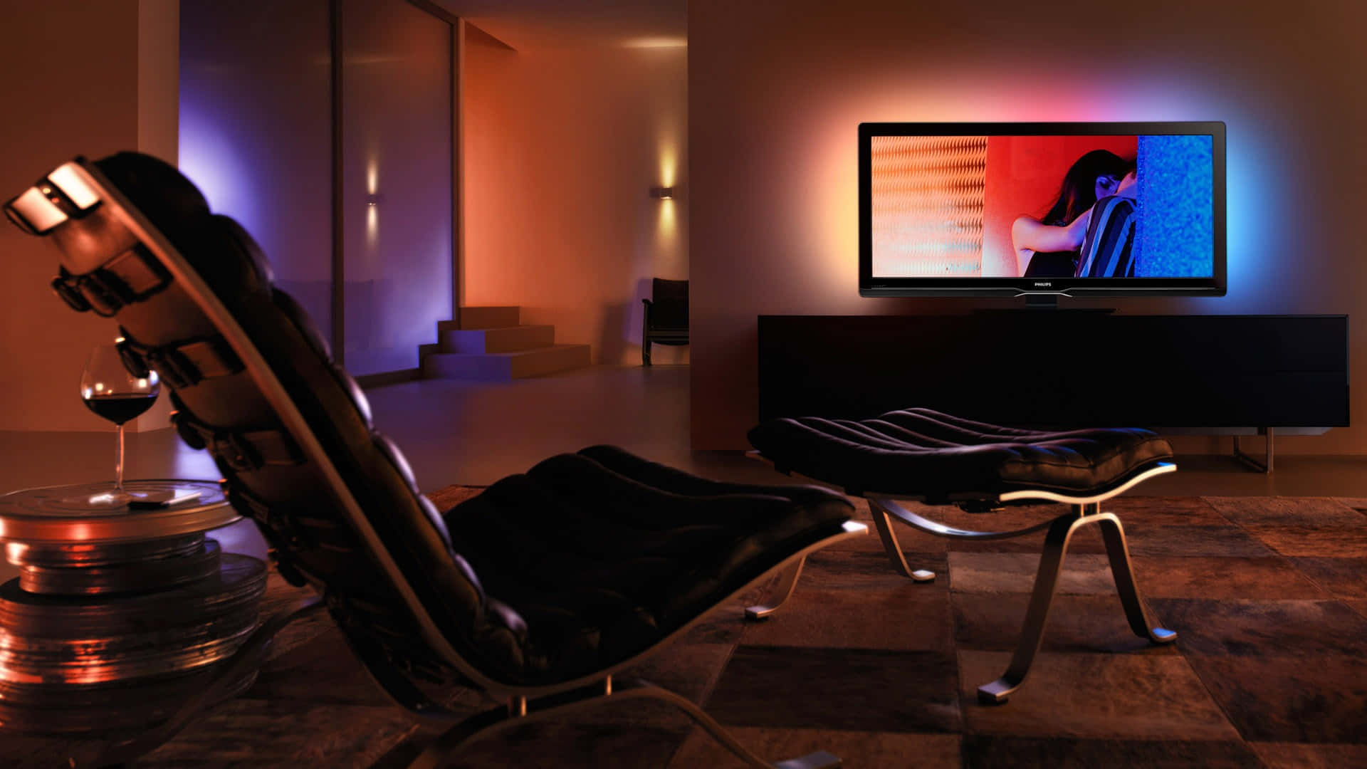 Home Cinema, 1920 x 1080, sleek black lounge chair, Full HD Desktop Wallpaper