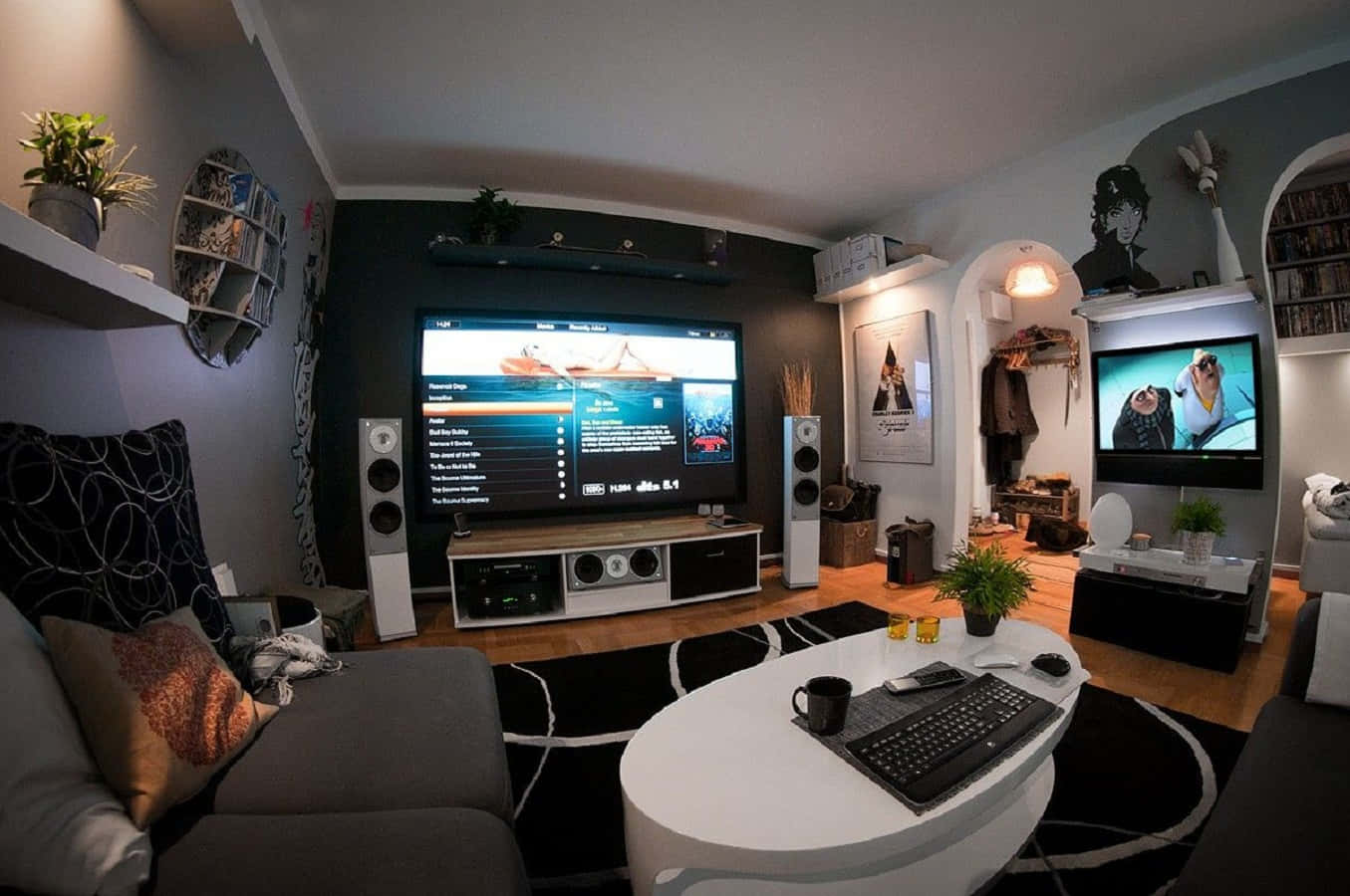 Home Cinema, large TV, streaming menu, HD Desktop Wallpaper