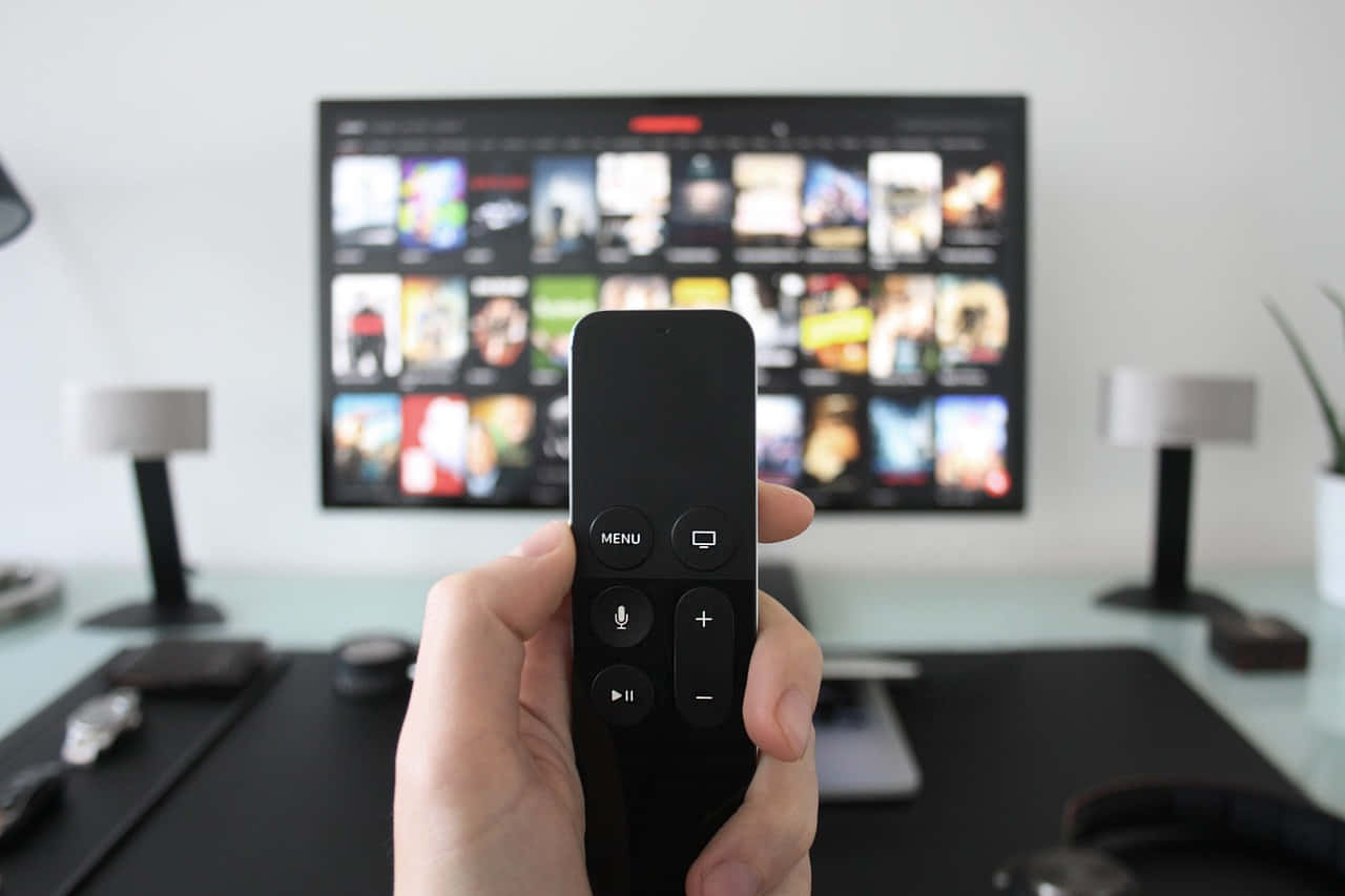 black remote control, TV, streaming service grid, HD Desktop Wallpaper