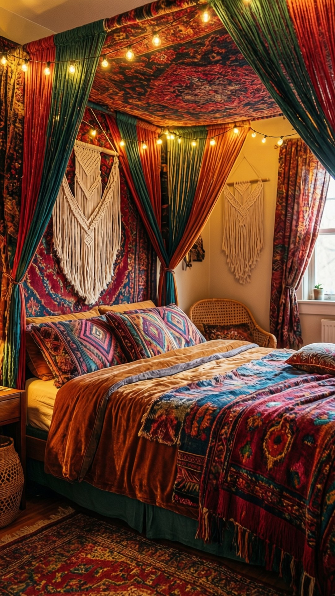 boho dreamscape, bohemian bedroom, eclectic decor, Full HD Phone Wallpaper