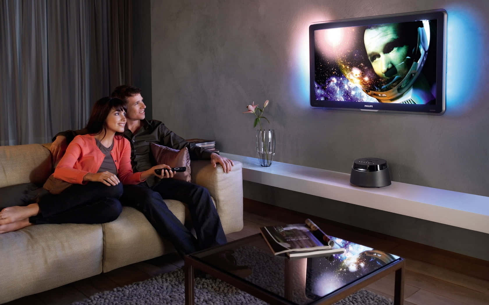 home entertainment system, beige sofa, modern living room, HD Desktop Wallpaper