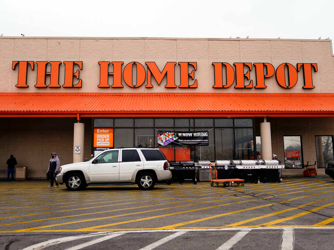 Home Depot, white SUV, orange signage, SD Desktop Wallpaper