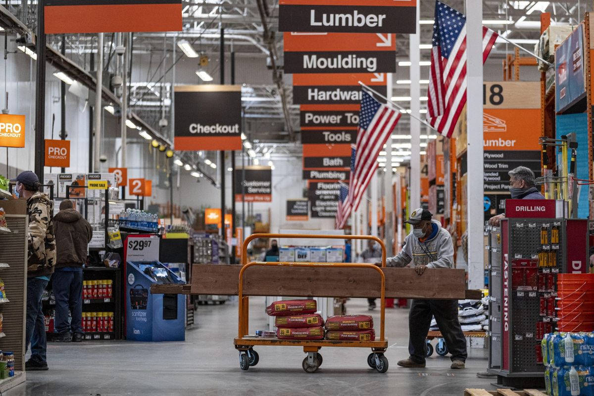 Home Depot, check out line, plywood, SD Desktop Wallpaper