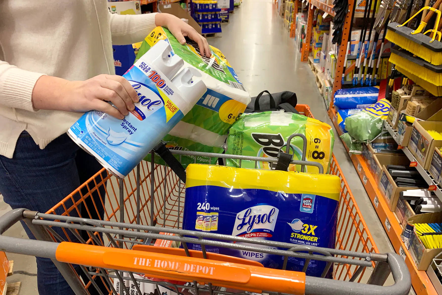 Home Depot, Lysol wipes, paper towels, HD Desktop Wallpaper