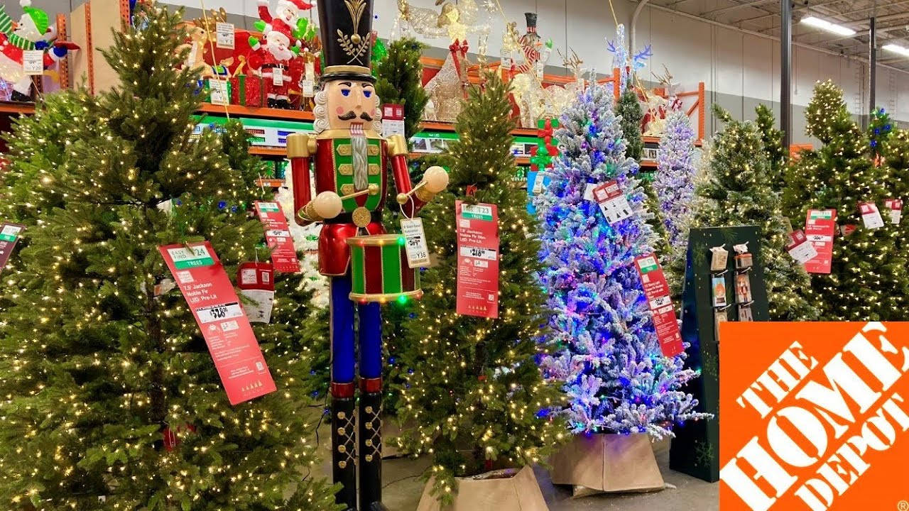 Home Depot, nutcracker, glowing Christmas trees, HD Desktop Wallpaper