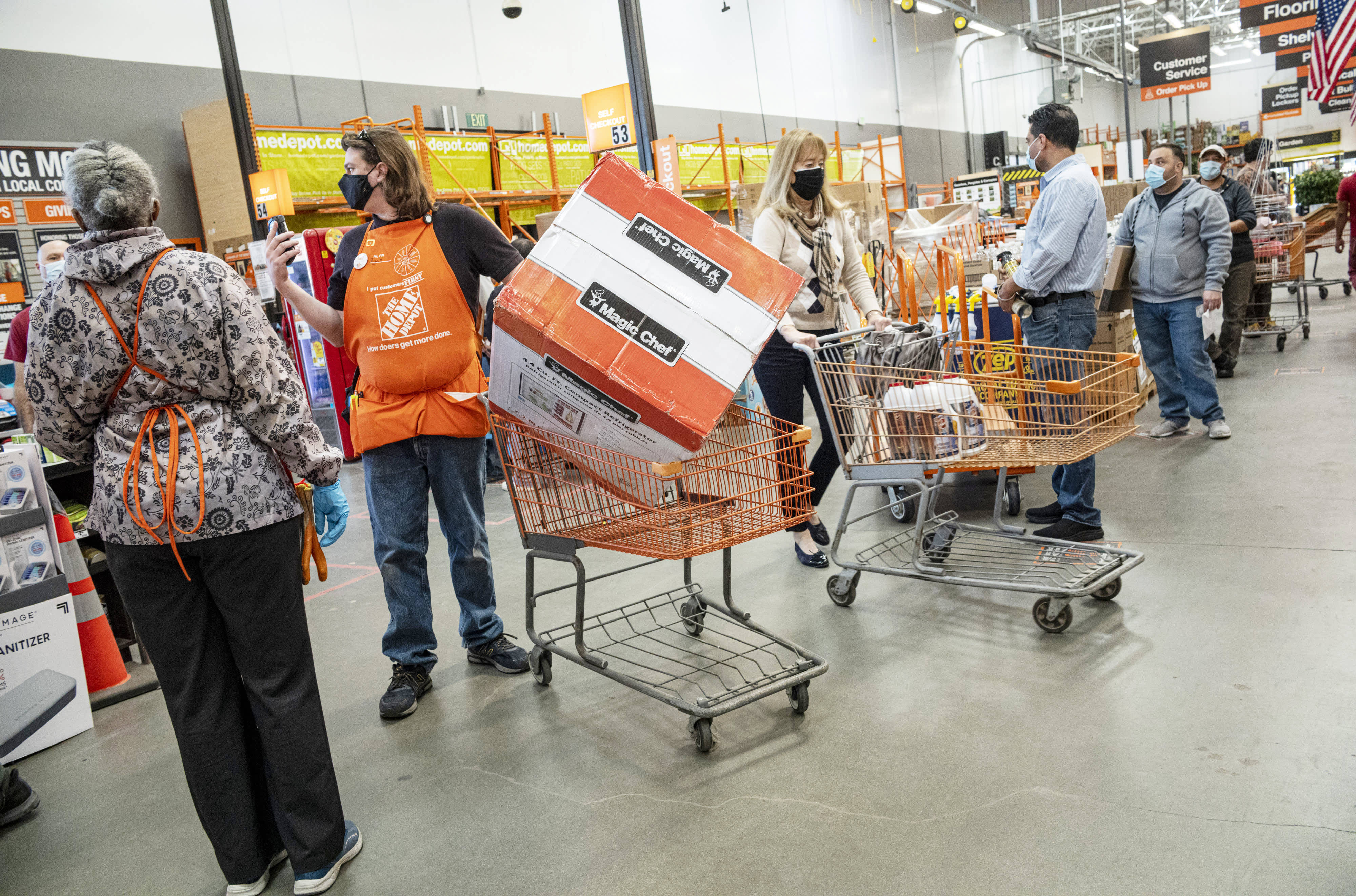 Home Depot, checkout counters, aisle, 4K Desktop Wallpaper