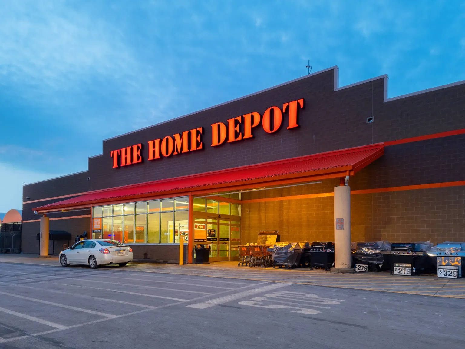 Home Depot, blue sky, dusk, HD Desktop Wallpaper