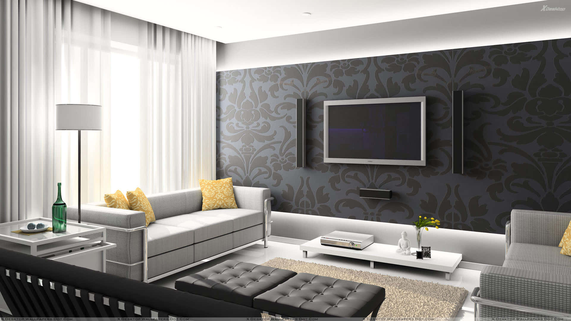 Home Cinema, 1920 x 1080, gray sofa, Full HD Desktop Wallpaper