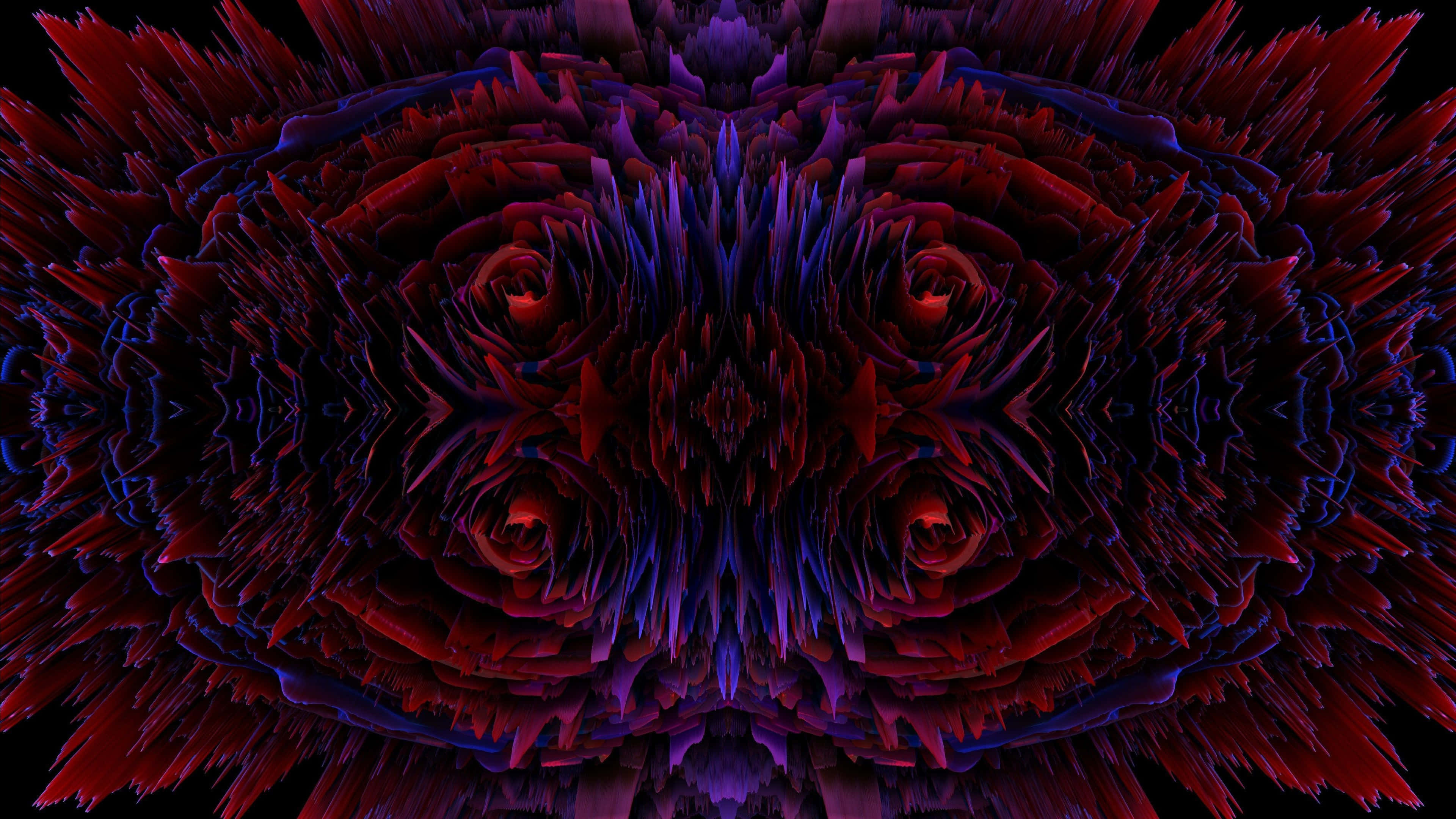 QLED TV, black void, jagged red and purple spikes, 4K Desktop Wallpaper