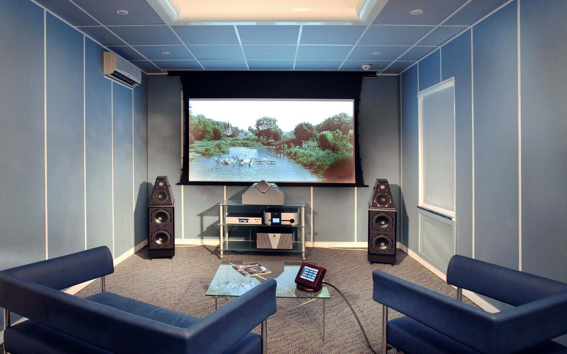 home cinema, 1920 x 1200, blue walls, Full HD Desktop Wallpaper