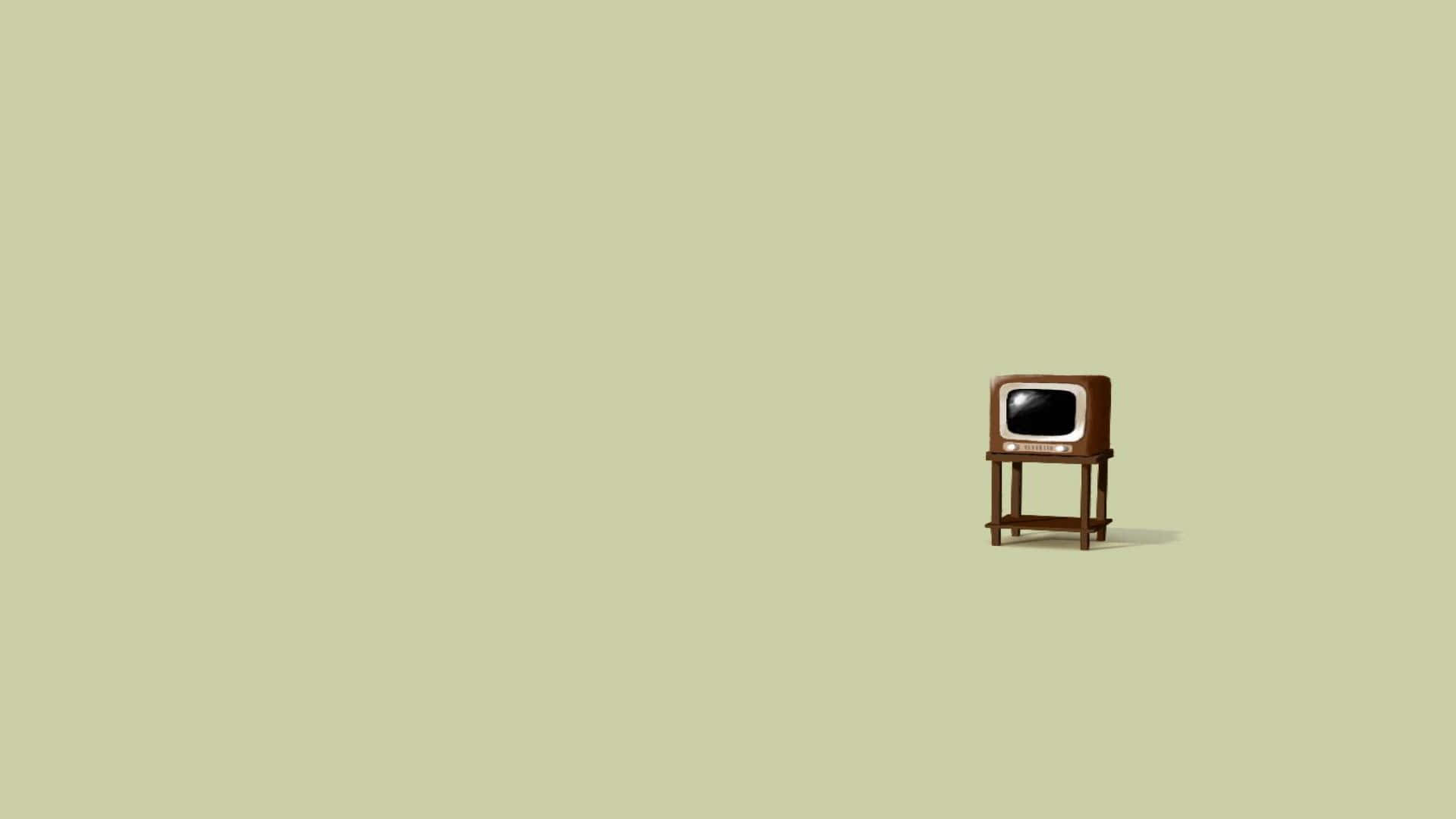 vintage wooden television set, muted olive green background, 1920 x 1080 wallpaper, Full HD Desktop Wallpaper