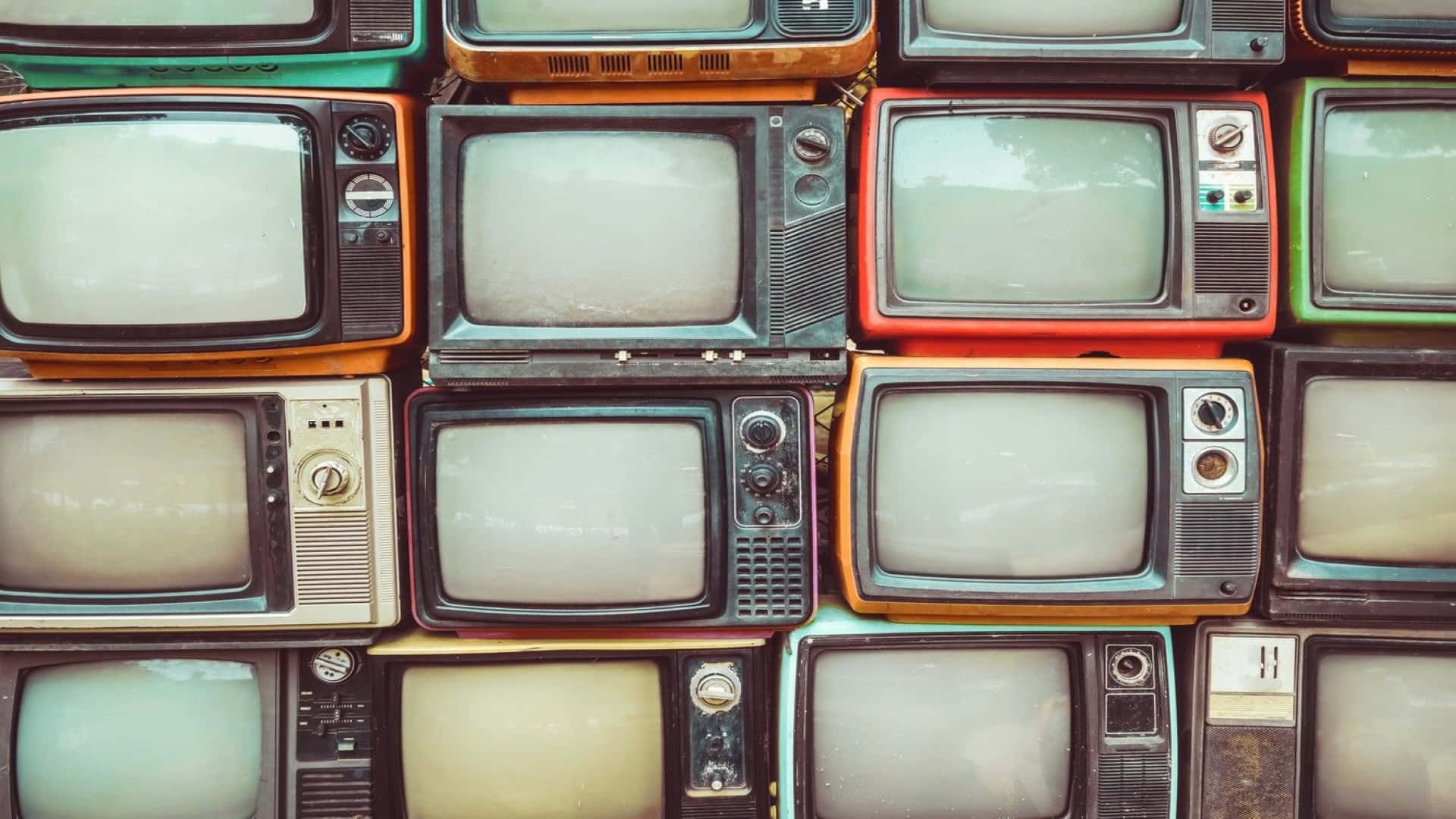 CRT televisions, vintage CRT televisions, faded colors, Full HD Desktop Wallpaper