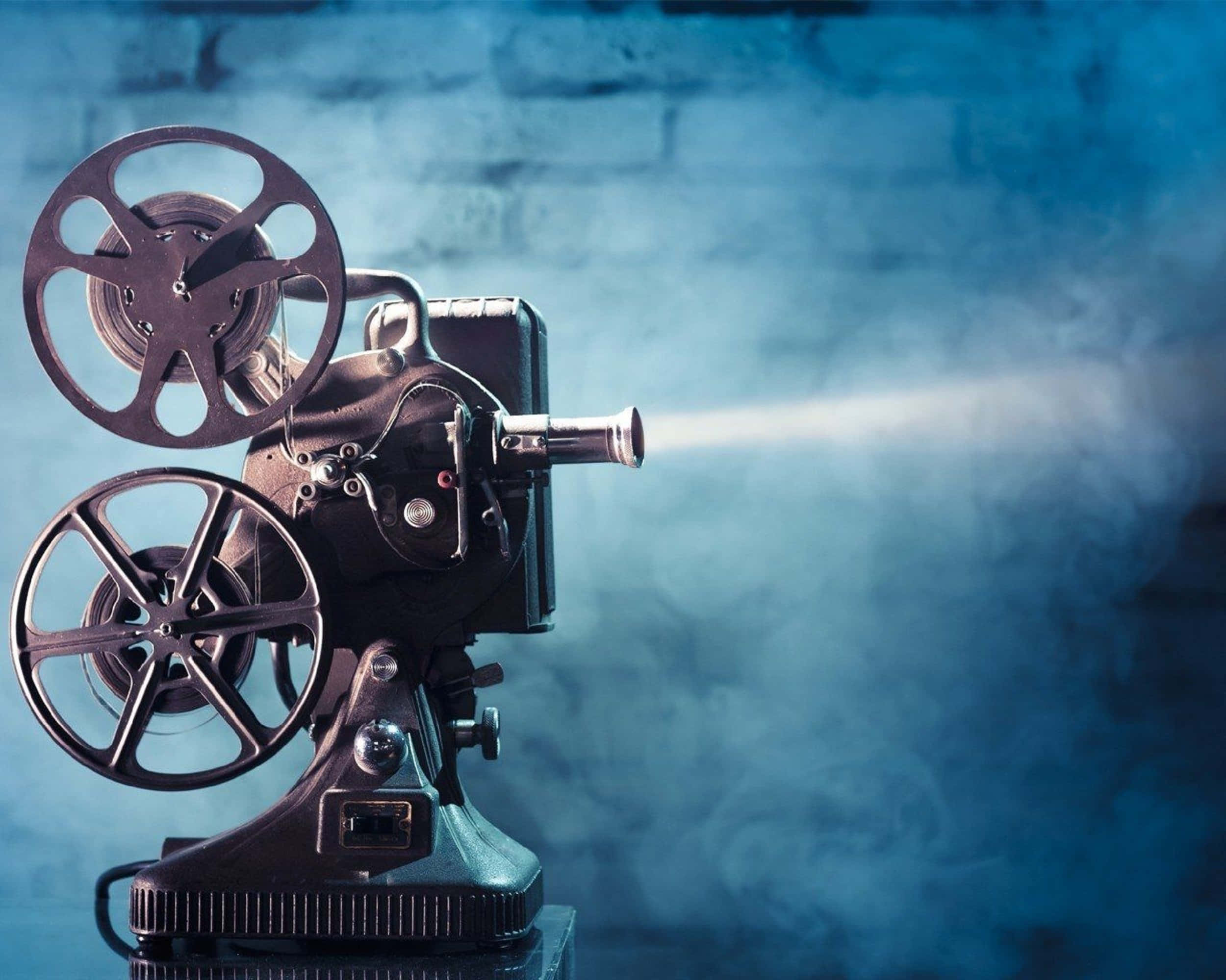 4K Projector, textured blue brick wall, mist, Full HD Desktop Wallpaper