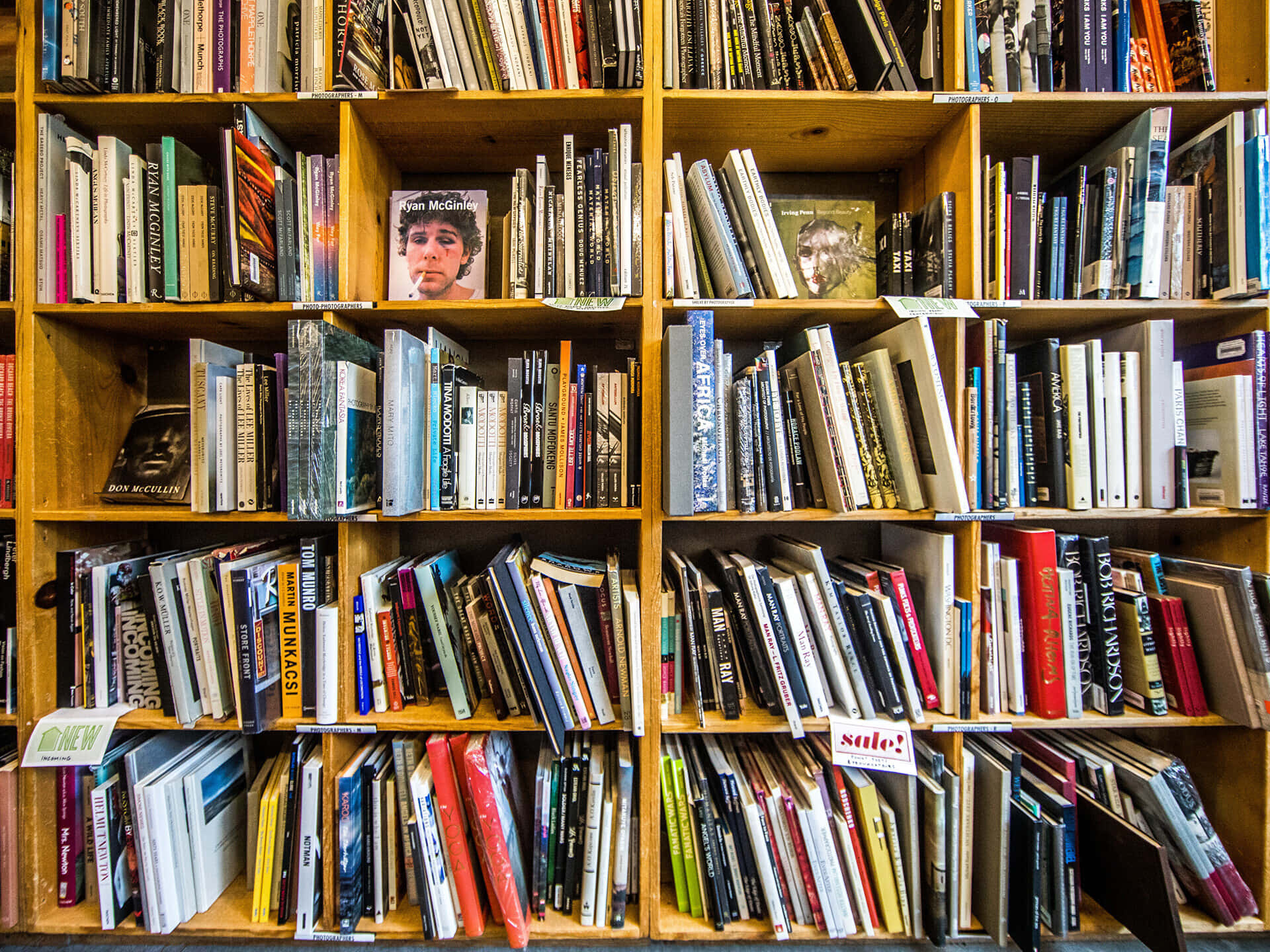 Home Library, wooden bookshelves, colorful books, Full HD Desktop Wallpaper