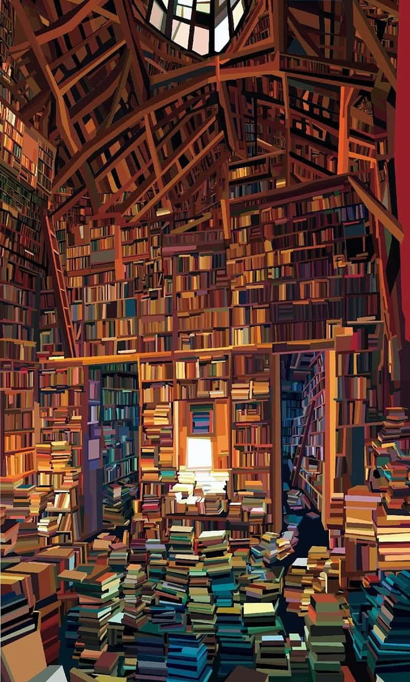 Home Library, wooden beams, bookshelves, HD Phone Wallpaper