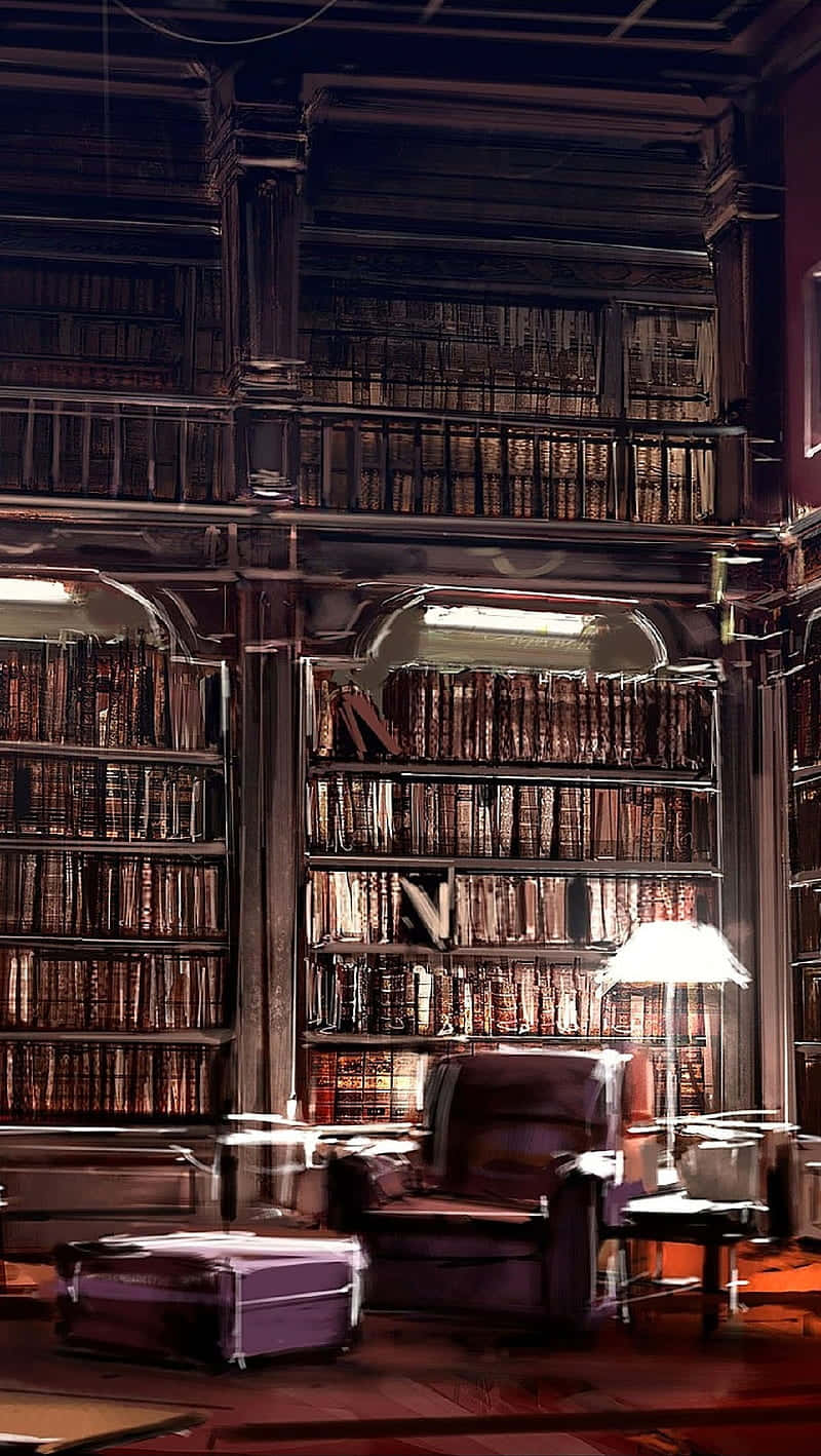 classic library interior, armchairs, towering bookshelves, HD Phone Wallpaper