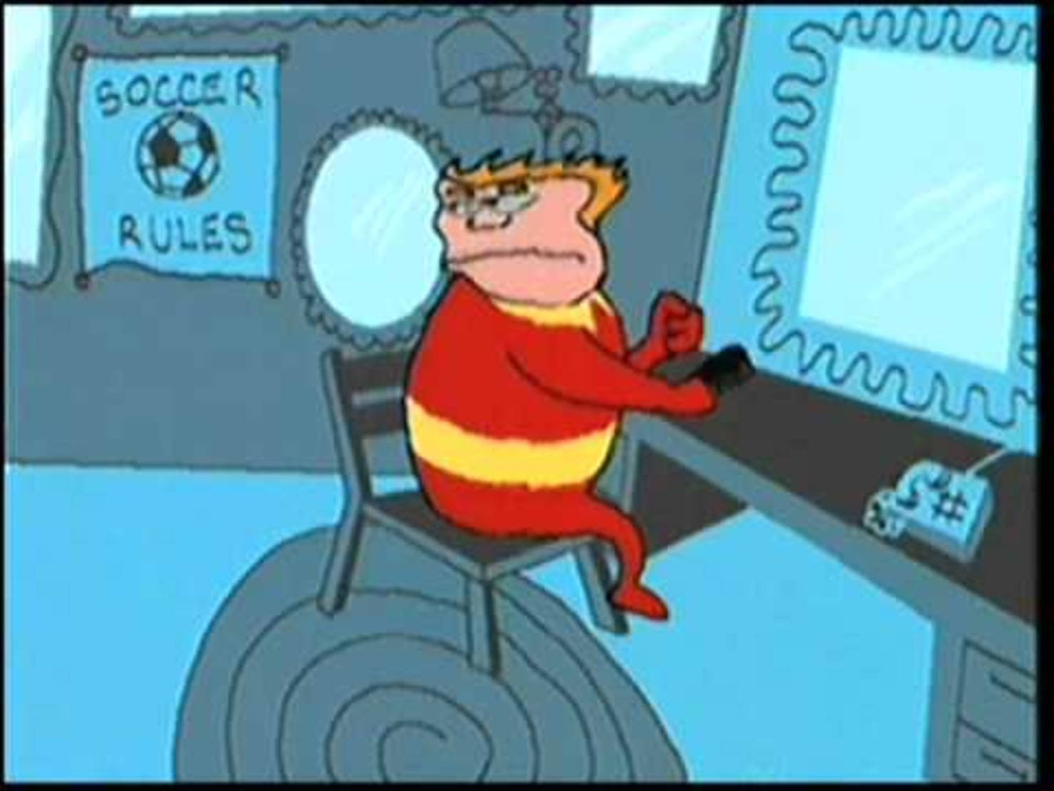 Home Movies, red and yellow striped outfit, soccer rules poster, HD Desktop Wallpaper