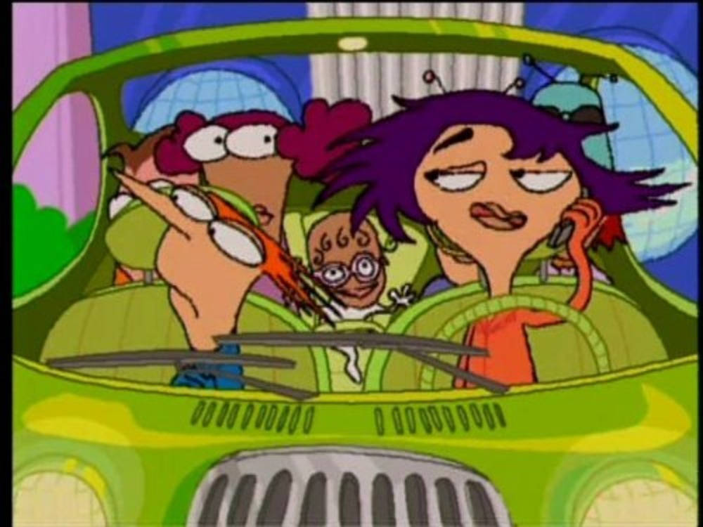 Home Movies, lime green car, animated characters, SD Desktop Wallpaper