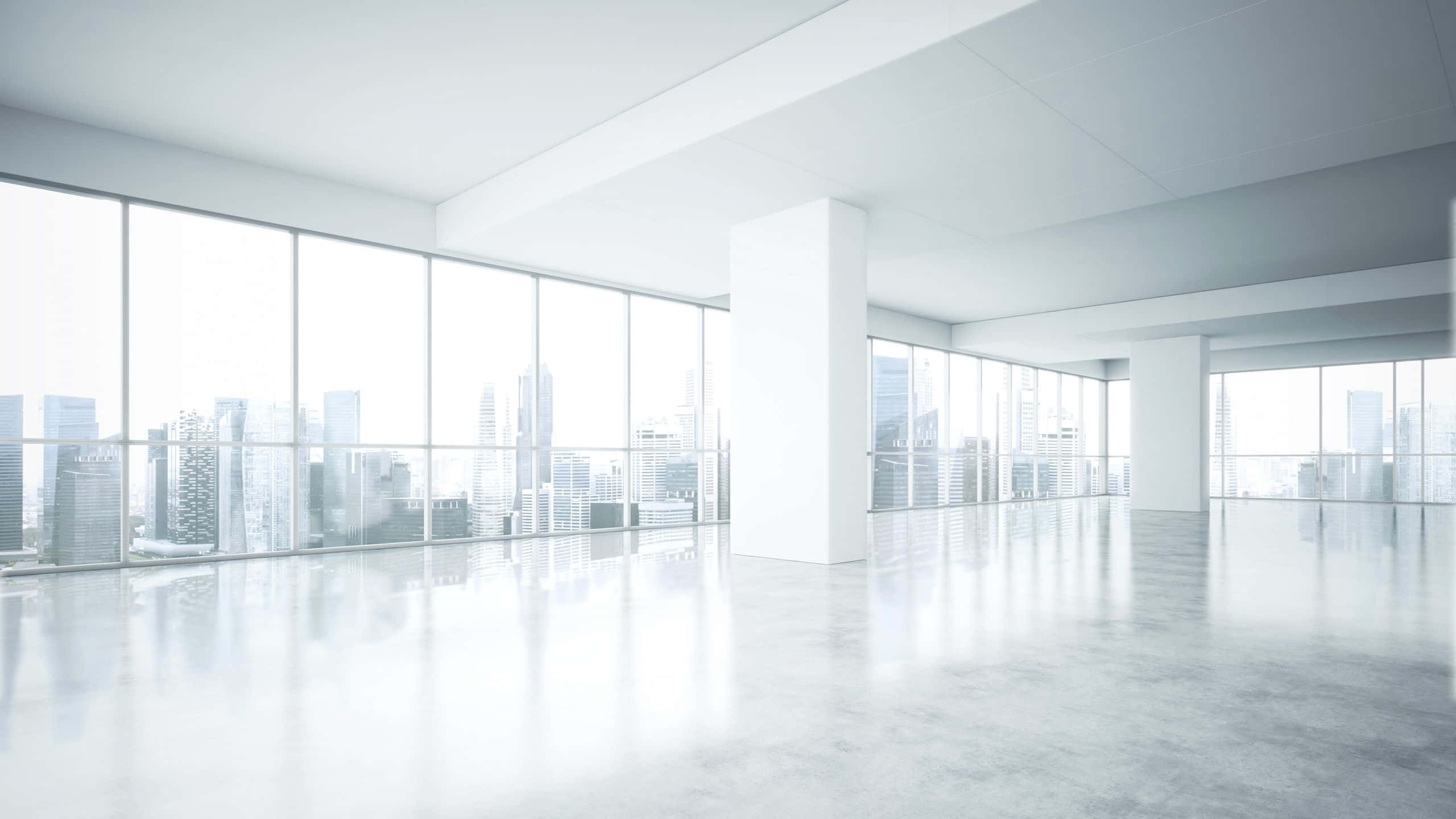 modern furniture, floor-to-ceiling windows, bright city skyline, 2K Desktop Wallpaper