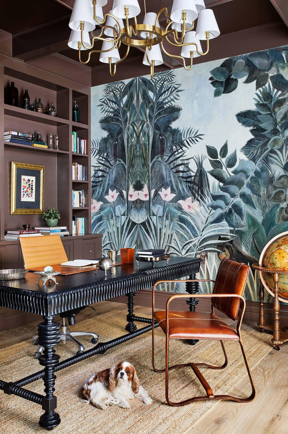 black ribbed desk, copper chair, jute rug, HD Phone Wallpaper