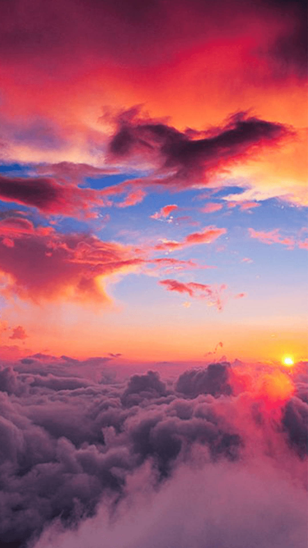 sunset, fiery reds, oranges, Full HD Phone Wallpaper