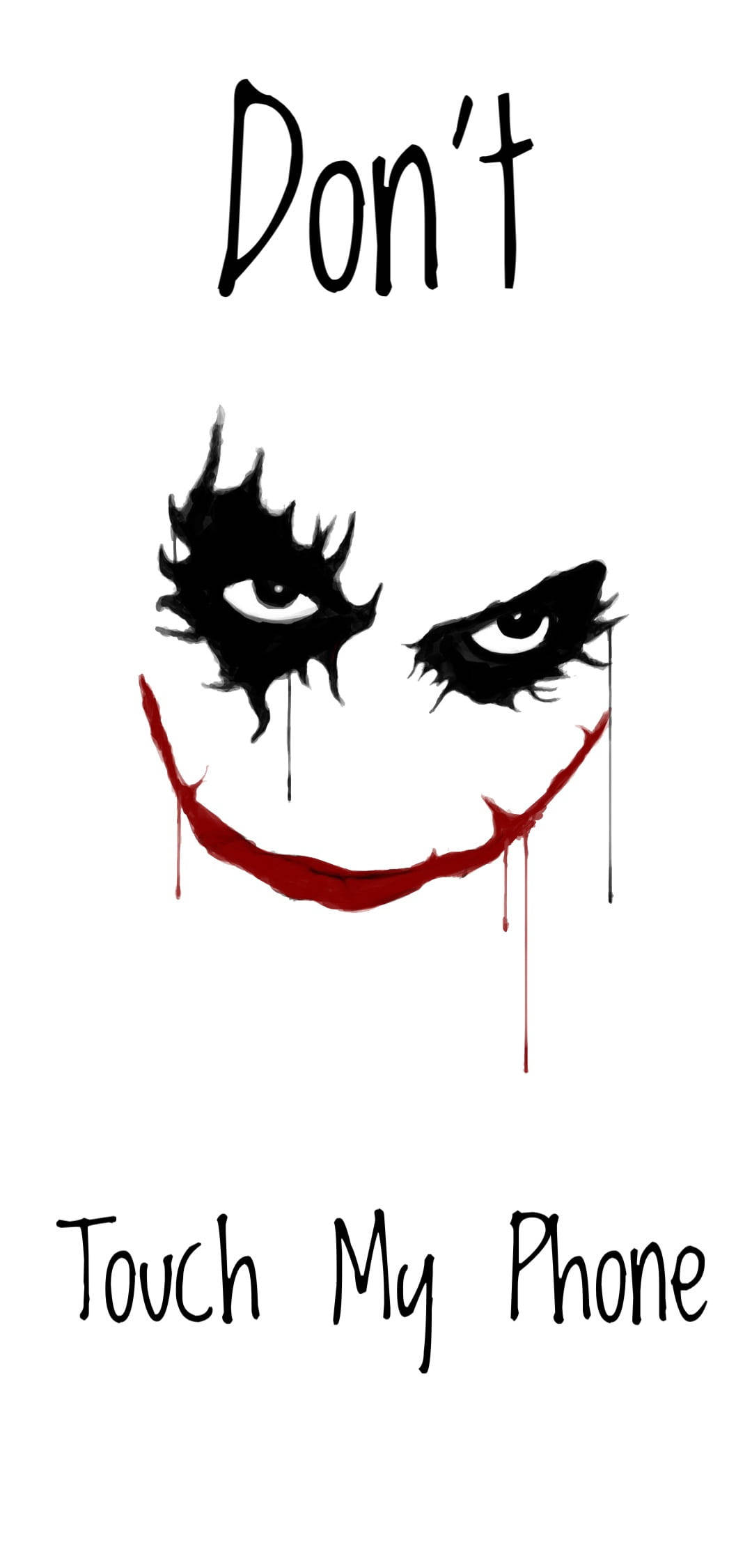 Don't Touch My Phone, joker face, dripping red lips, Full HD Phone Wallpaper