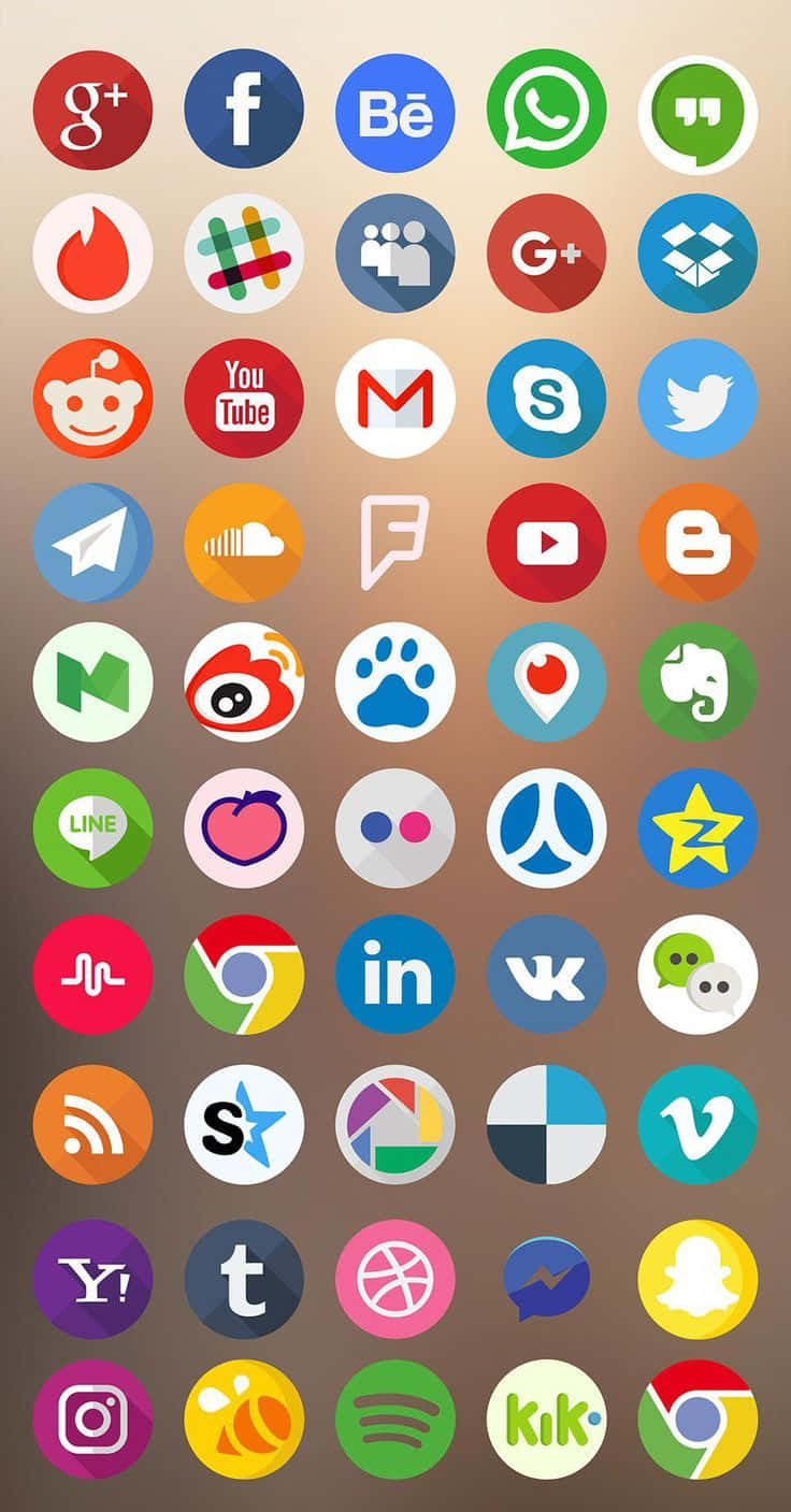 social media icons, grid, colorful app icons, HD Phone Wallpaper