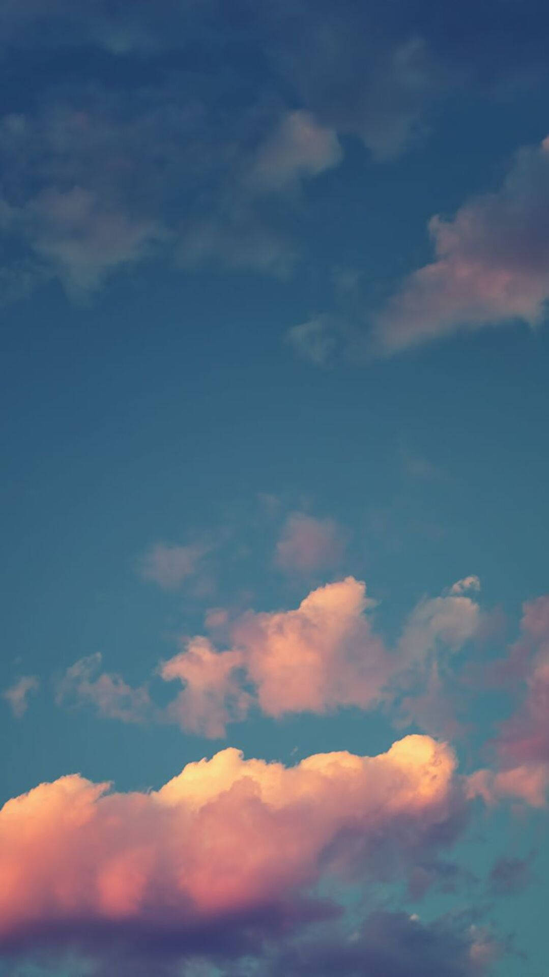 soft pink, orange clouds, deep blue twilight sky, Full HD Phone Wallpaper