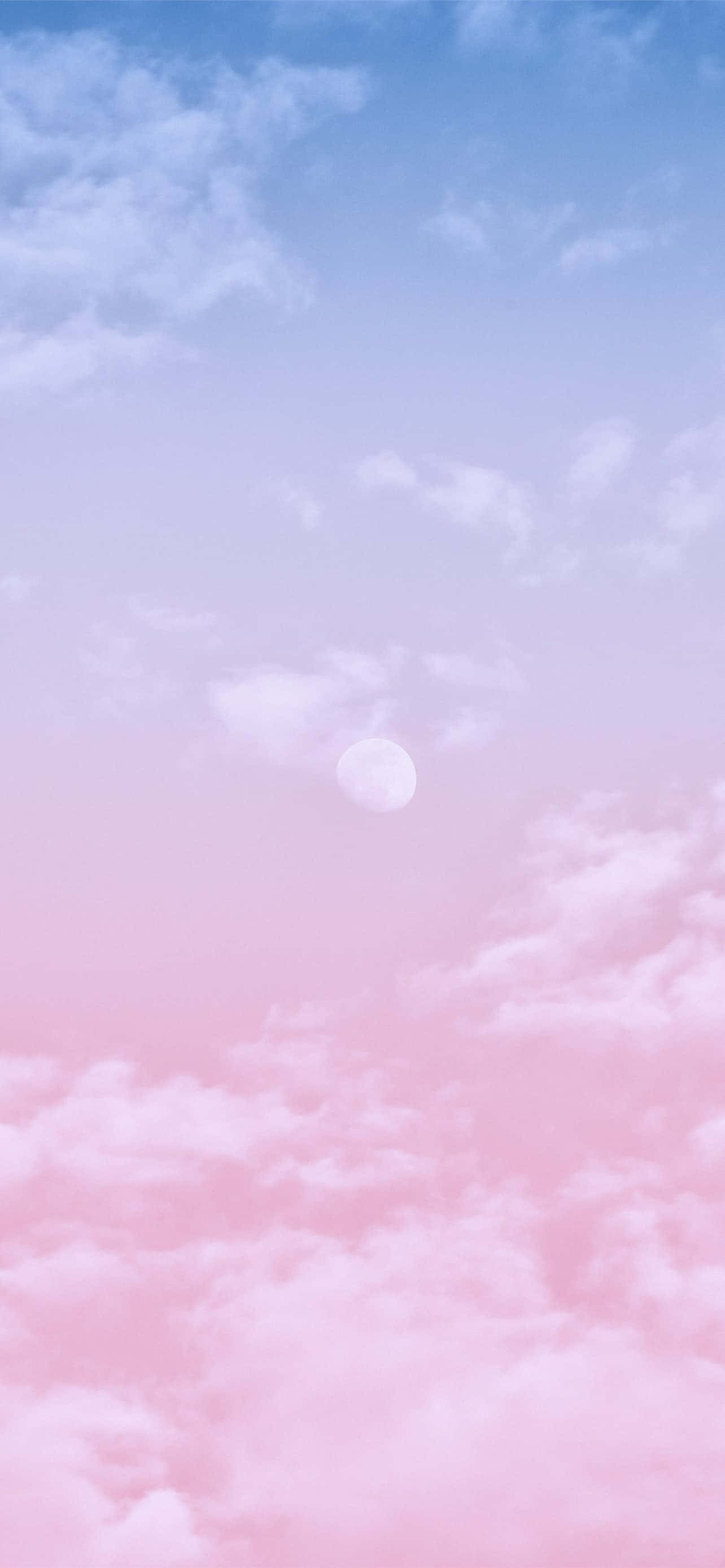 blue pink sky, fluffy clouds, glowing moon, 2K Phone Wallpaper