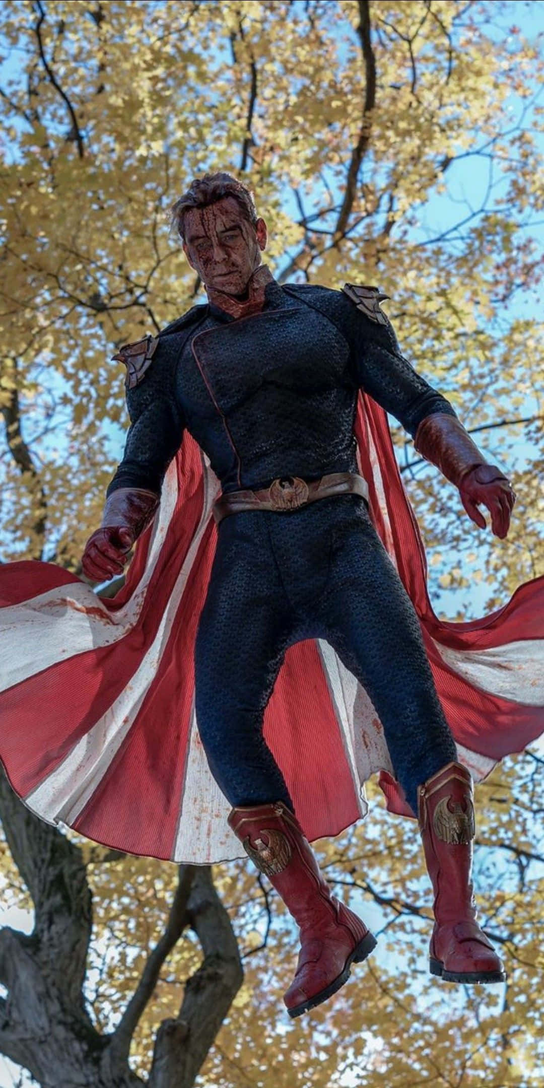 Homelander, dark suit, red white cape, Full HD Phone Wallpaper