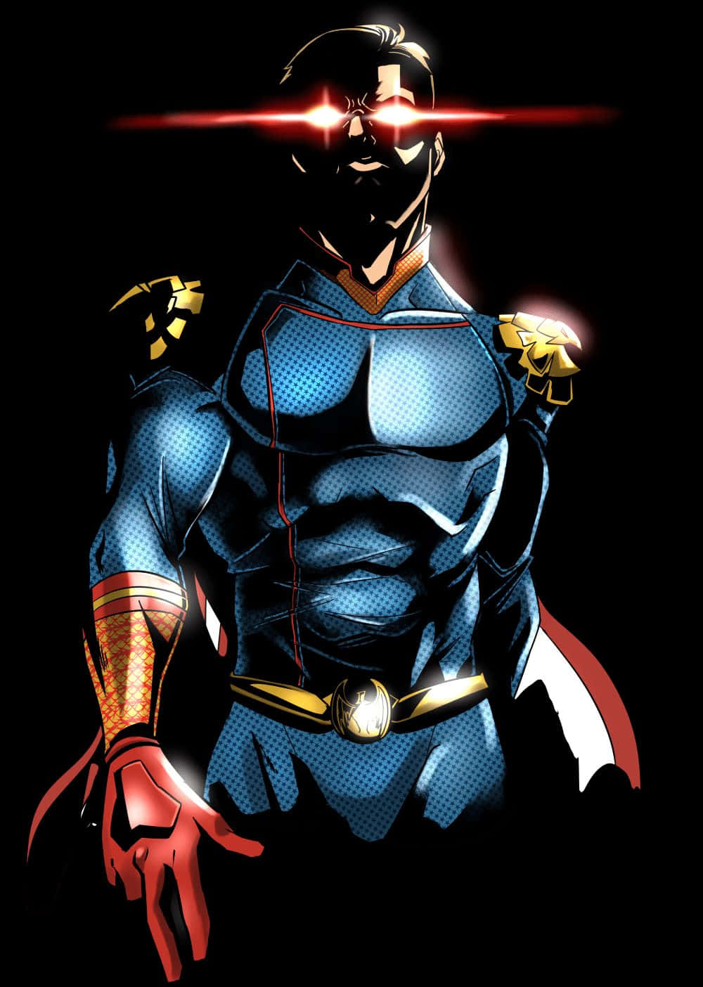 Homelander, blue textured suit, glowing red eyes, HD Phone Wallpaper