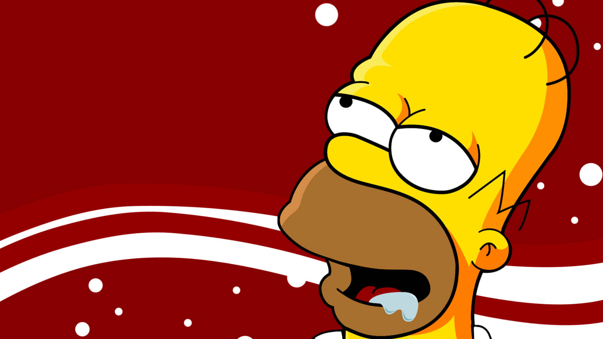 Homer Simpson, red background, white snowflakes, Full HD Desktop Wallpaper