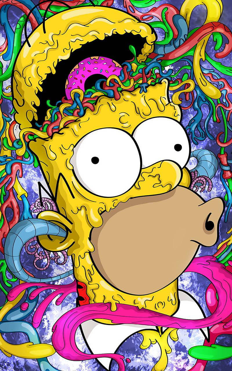 Homer Simpson, cosmic background, colorful, HD Phone Wallpaper