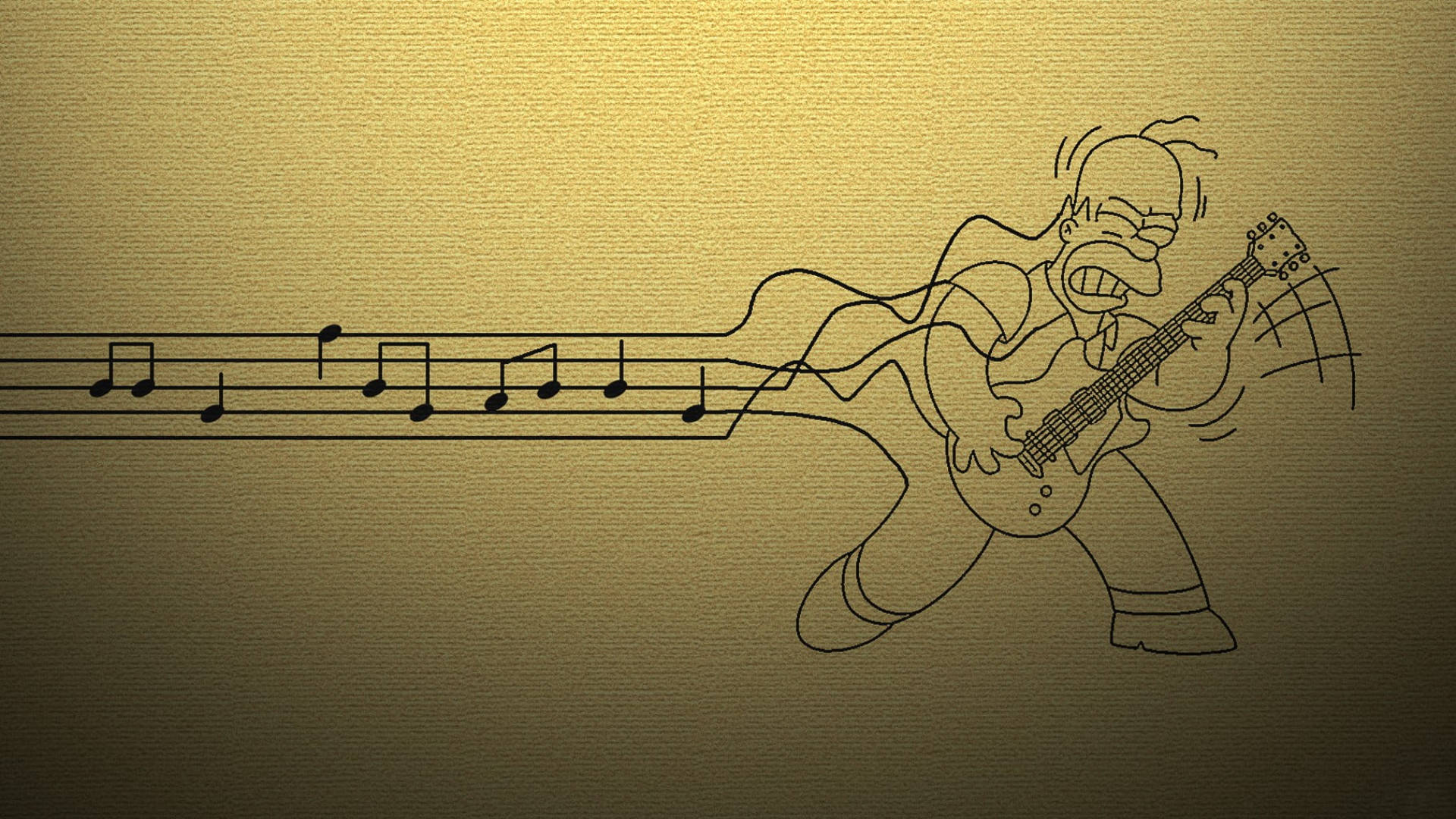 Homer Simpson, electric guitar, musical notes, Full HD Desktop Wallpaper