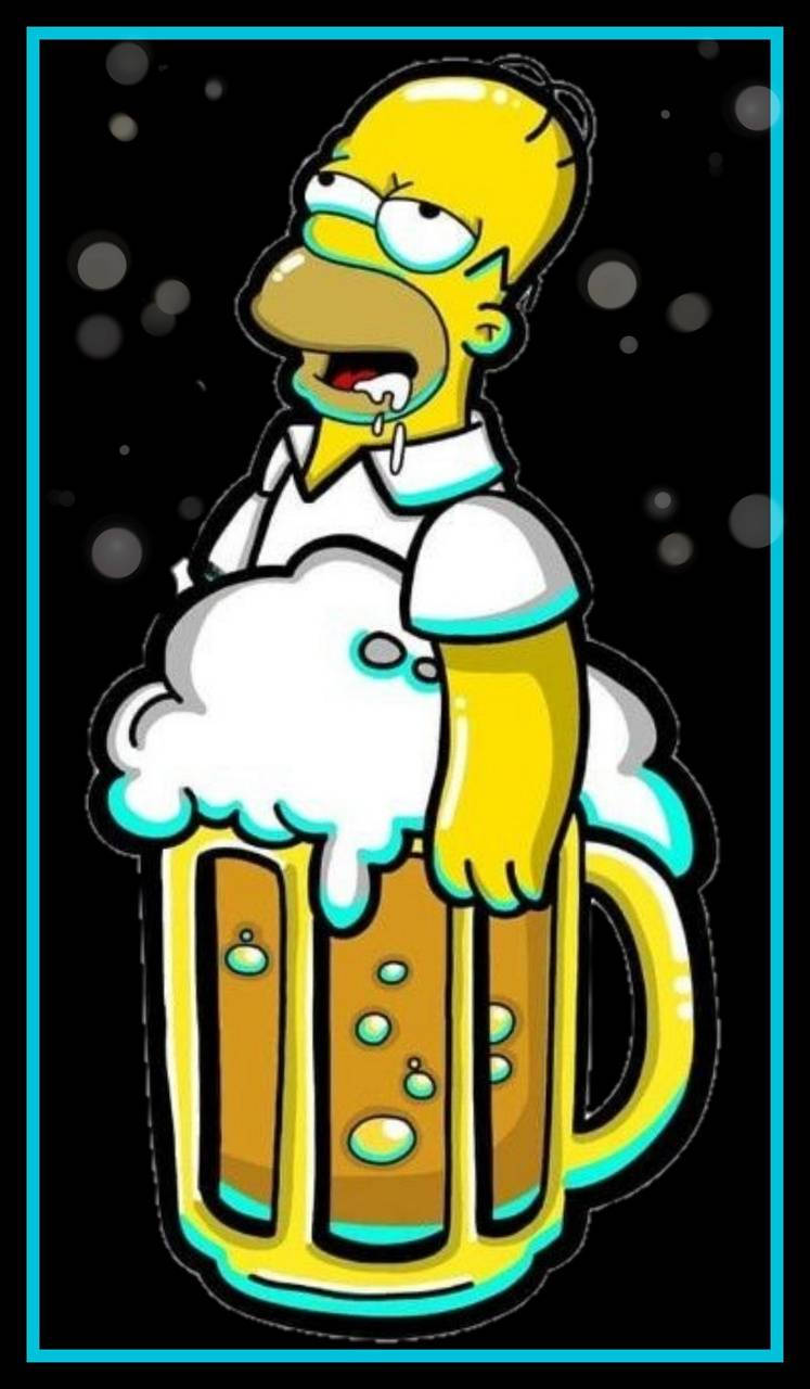 Homer Simpson, foamy beer mug, starry black background, HD Phone Wallpaper