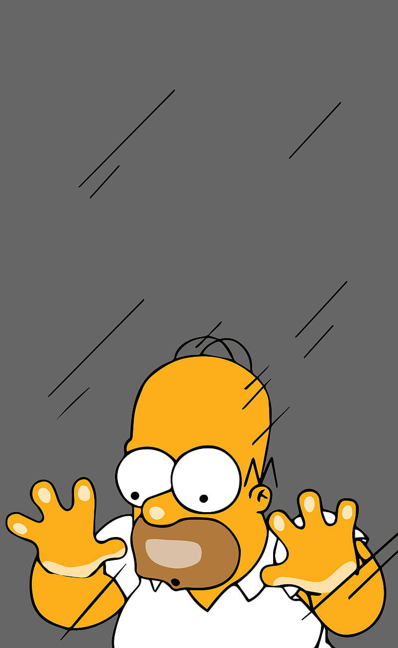 Homer Simpson, rain, gray background, HD Phone Wallpaper