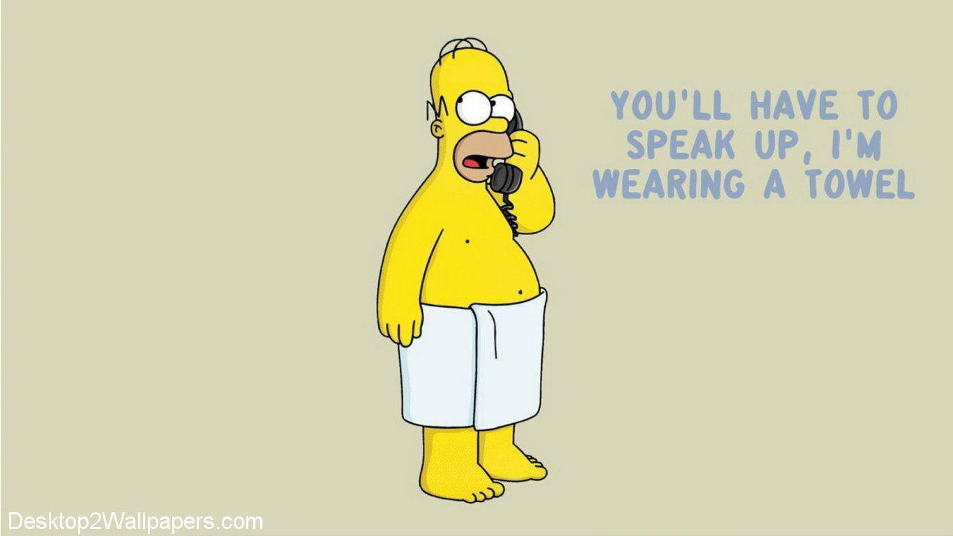 Homer Simpson, white towel, phone, HD Desktop Wallpaper